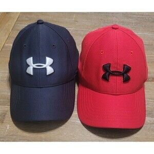 2 Hats - Under Armour Blitzing 3.0 Hat Stretch Fit Cap - Red & Black Size L/XL